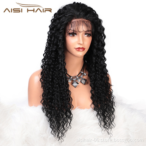 Long Kinky Curly Wave Natural Black Wig Aisi Hair Afro Lace Front Wig Deep Wave Front Lace Hair Wigs For Black Women